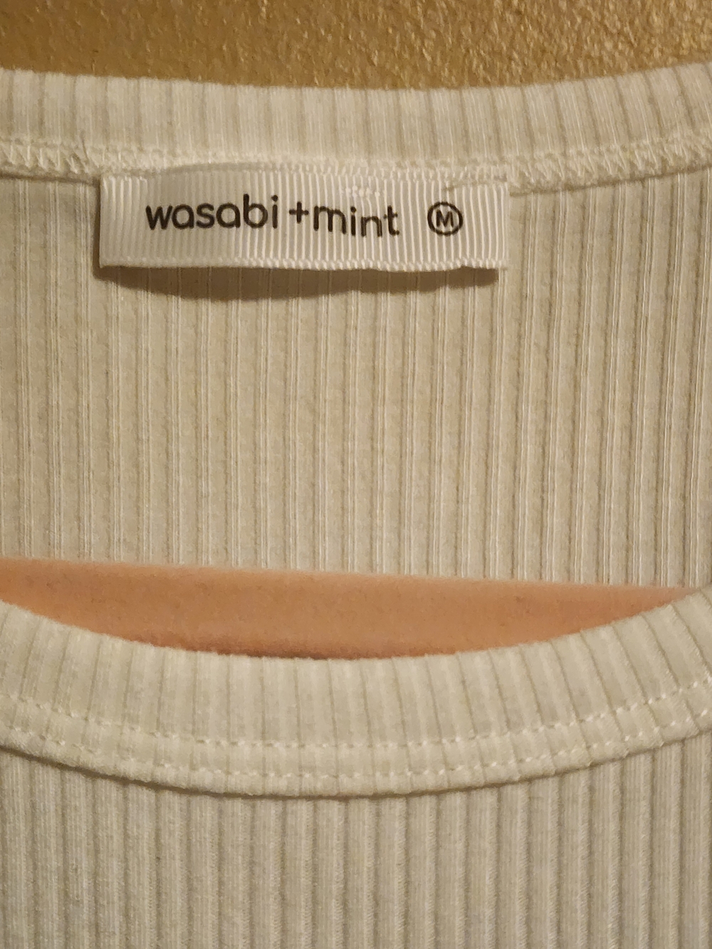 Wasabi+ Mint White Ribbed One-Piece Bodysuit with Ruffle Sleeves - Picture 2 of 4